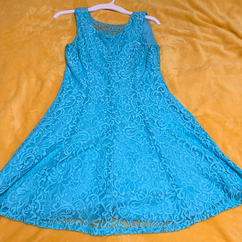Teal Blue Lace Dress